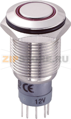 Кнопка антивандальная 250 В/AC, 3 А, 1 x вкл/вкл, с фиксацией, IP67, 1 шт TRU Components LAS2GQF-11ZE/R/12V/N/P 