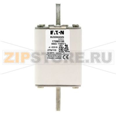 Предохранитель, 900 A, AC 1100 В, 100 кА, size 2, 61x75x138 мм, aR, DIN, IEC Eaton FUSE 900A 11 