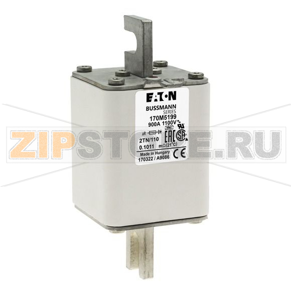 Предохранитель, 900 A, AC 1100 В, 100 кА, size 2, 61x75x138 мм, aR, DIN, IEC Eaton FUSE 900A 11 