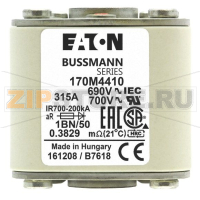 Предохранитель, 315 A, AC 690 В, size 1, 53x69x51 мм, aR, IEC UL, M8 Eaton FUSE 315A 690V 1BN/50 AR UC