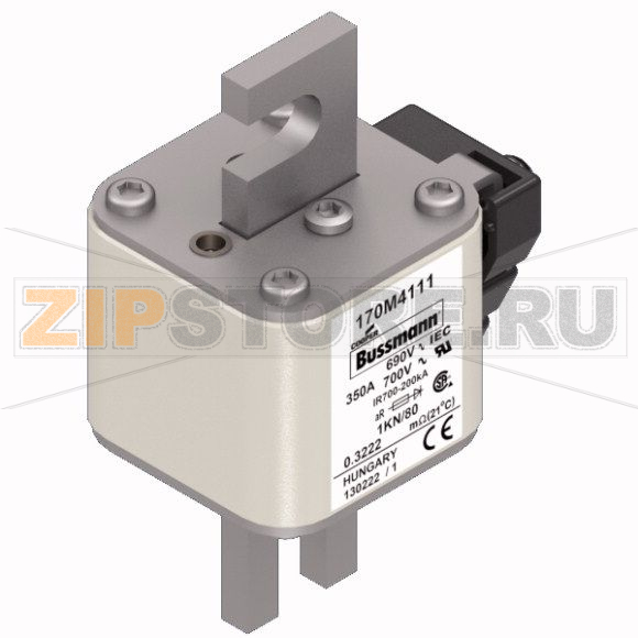 Предохранитель, 350 A, AC 690 В, 200 кА, DIN 1, 53x69x108 мм, aR, DIN, IEC Eaton FUSE 350A 690V 