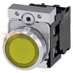 КНОПКА С ПОДСВЕТКОЙ, 22MM, КРУГЛАЯ, МЕТАЛЛИЧЕСКАЯ ГЛЯНЦЕВАЯ, ЖЁЛТАЯ, ПЛОСКАЯ КНОПКА, КОНТАКТЫ МГНОВЕННОГО ДЕЙСТВИЯ, С ДЕРЖАТЕЛЕМ, 1NO, МОДУЛЬ ПОДСВЕТКИ С ИНТЕГРИРОВАННЫМ СВЕТОДИОДОМ 24V AC/DC, ВИНТОВЫЕ КЛЕММЫ, С ГРАВИРОВКОЙ ЛАЗЕРОМ, UPPER CASE Siemens 3SU 