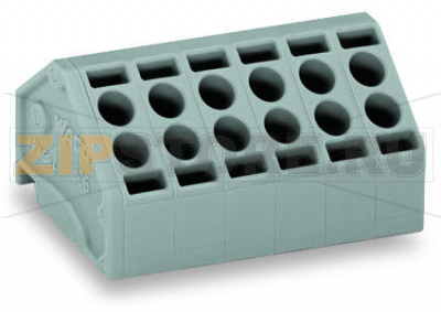 2-проводные клеммы для печатных плат; 1,5; Шаг контактов 5 мм; 6-пол.; Push-in CAGE CLAMP®; 1,50 mm; серые Wago 806-106 Компактные 2-проводные клеммные колодки для печатных плат с зажимом Push-in CAGE CLAMP®, приводимым в действие при помощи отверткиПростой зажим одножильных проводников и проводников с наконечником путем вставкиДвухпроводное соединение для распределения подачи питания и потенциалаБыстрая и легкая замена печатных плат без обрывания потенциалов в петле...
