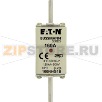 Предохранитель, 160 A, AC 500 В, 120 кА, NH1, gL/gG, IEC Eaton NH FUSE 160AMP 500V gG SIZE 1 DUAL I