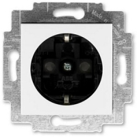 Розетка с заземлением, белый/дымчатый чёрный ABB 2CHH203457A6062