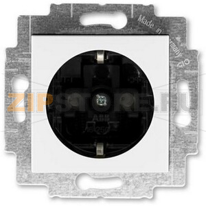 Розетка с заземлением, белый/дымчатый чёрный ABB 2CHH203457A6062 