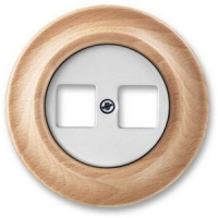 Накладка с суппортом для информационных разъёмов, белый фарфор/натуральное дерево бук ABB 2CHK291018C4050