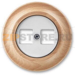 Накладка с суппортом для информационных разъёмов, белый фарфор/натуральное дерево бук ABB 2CHK291018C4050 