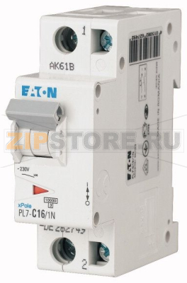 Выключатель автоматический 12А, кривая откл. D, 1+N полюс, откл. способ. 10 кА Eaton PL7-D12/1N 
