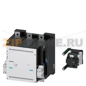 КОНТАКТОР ТИПОРАЗМЕР 14, 3-ПОЛЮСА AC-3, 335КВТ, 400/380V (1000V) ДОП. КОНТАКТЫ 33 (3НО+3НЗ) С 3TC44174A РЕВЕРСИВНЫМ ПУСКАТЕЛЕМ И ПОСЛЕД. РЕЗИСТОР ЦЕПЬ ПОСТ. ТОКА НИЗКОГО ПОТРЕБЛЕНИЯ DC 24V Siemens 3TF6833-8DB4 