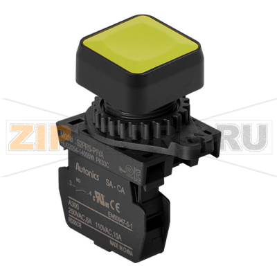 Выключатель кнопочный, Ø отверстия: 22/25 мм Autonics S2PRS-P1YAM 