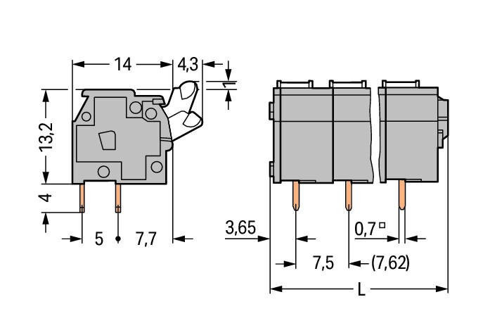 PCB terminal block; push-button; 2.5 mm; Pin spacing 7.5/7.62 mm; 24-pole; suitable for Ex-e applications; CAGE CLAMP®; commoning option; 2,50 mm; light gray Wago 255-524/000-009/999-950 Клеммные колодки с зажимами CAGE CLAMP®, монтаж с помощью нажимных кнопокУстановите шаг контактов в мм или дюймах либо сжав клеммные колодки плотнее, либо разделяя ихИдеальны для монтажа в полевых условиях благодаря простоте использования при помощи нажимных кнопокУдобный монтаж без использования инструментов...