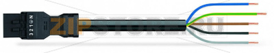 pre-assembled connecting cable; Eca; Plug/open-ended; 5-pole; Cod. A; H05VV-F 5G 1.5 mm; 6 m; 1,50 mm; black Wago 891-8995/206-601 Protected against mismating and maintenance-freeLow profile with 4.4 mm pole spacing...
