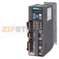 SINAMICS V90, с PROFINET Входное напряжение: 200-240 В 1/3-фазного переменного тока -15% / + 10% 5,0 / 3,0 Гц 45-66 Выходное напряжение: 0 - вход 2.6 0-330 Гц Двигатель: 0,4 кВт Степень защиты: IP20 Размер B, 55x170x170 (ШхВхГ) Siemens 6SL3210-5FB10-4UF1