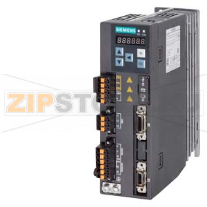 SINAMICS V90, с PROFINET Входное напряжение: 200-240 В 1/3-фазного переменного тока -15% / + 10% 5,0 / 3,0 Гц 45-66 Выходное напряжение: 0 - вход 2.6 0-330 Гц Двигатель: 0,4 кВт Степень защиты: IP20 Размер B, 55x170x170 (ШхВхГ) Siemens 6SL3210-5FB10-4UF1 