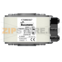 Предохранитель, 1400 A, AC 690 В, 200 кА, size 3, 76x92x53 мм, aR, IEC UL Eaton FUSE 1400A 690