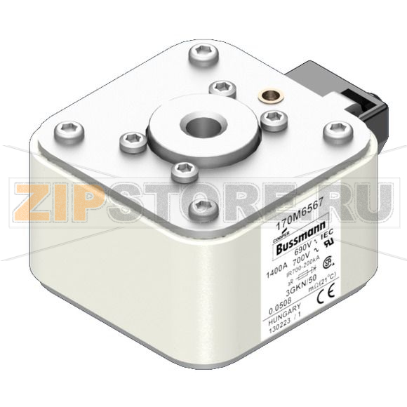 Предохранитель, 1400 A, AC 690 В, 200 кА, size 3, 76x92x53 мм, aR, IEC UL Eaton FUSE 1400A 690 
