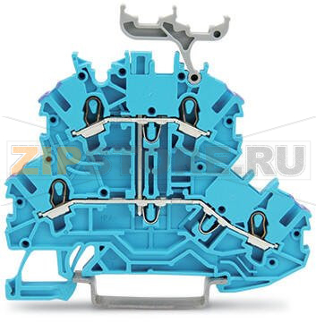 Double-deck terminal block; 4-conductor through terminal block; N; without marker carrier; suitable for Ex i applications; internal commoning; conductor entry with violet marking; for DIN-rail 35 x 15 and 35 x 7.5; 1 mm?; Push-in CAGE CLAMP®; 1,00 mm?; bl 