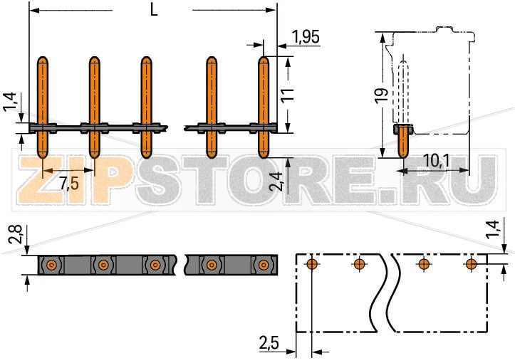 Solder pin strip; 1.4 mm O solder pin; straight; Pin spacing 7.5 mm; 3-pole; black Wago 2092-3703/200-000 Lotstiftleisten mit geraden und abgewinkelten Lotstiften fur rechtwinklige und parallele Steckrichtung zur LeiterplattePolverlustfreies Aneinanderreihen von mehreren Federleisten in einer Lotstiftleiste zur Trennung von Funktionen moglich...