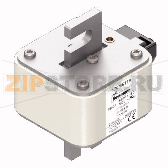 Предохранитель, 1600 A, AC 690 В, 200 кА, 3, 76x92x109 мм, aR, DIN, IEC Eaton FUSE 1600A 690V 3 