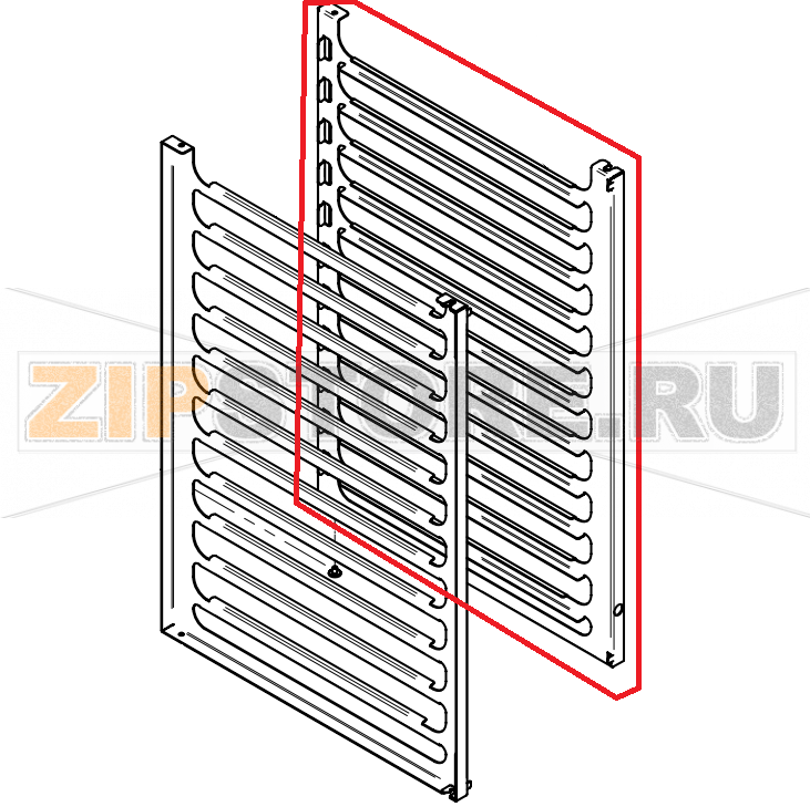 Rack for 10.10, right side, for sheet 40x60 cm CONVOTHERM OES 10.10    Rack for 10.10, right side, for sheet 40x60 cm CONVOTHERM OES 10.10Запчасть на сборочном чертеже под номером: 207Название запчасти на английском&nbsp;языке: Rack for 10.10, right side, for sheet 40x60 cm CONVOTHERM OES 10.10