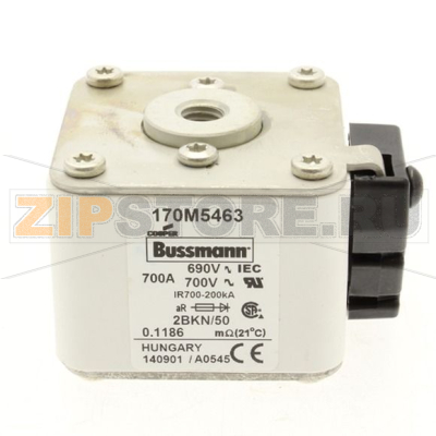 Предохранитель, 700 A, AC 690 В, 200 кА, size 2, aR, IEC UL Eaton FUSE 700A 690V 2BKN/50 AR UC 