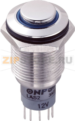 Кнопка антивандальная 250 В/AC, 3 А, 1 x вкл/вкл, с фиксацией, IP67, 1 шт TRU Components LAS2GQH-11ZE/B/12V/S/P 