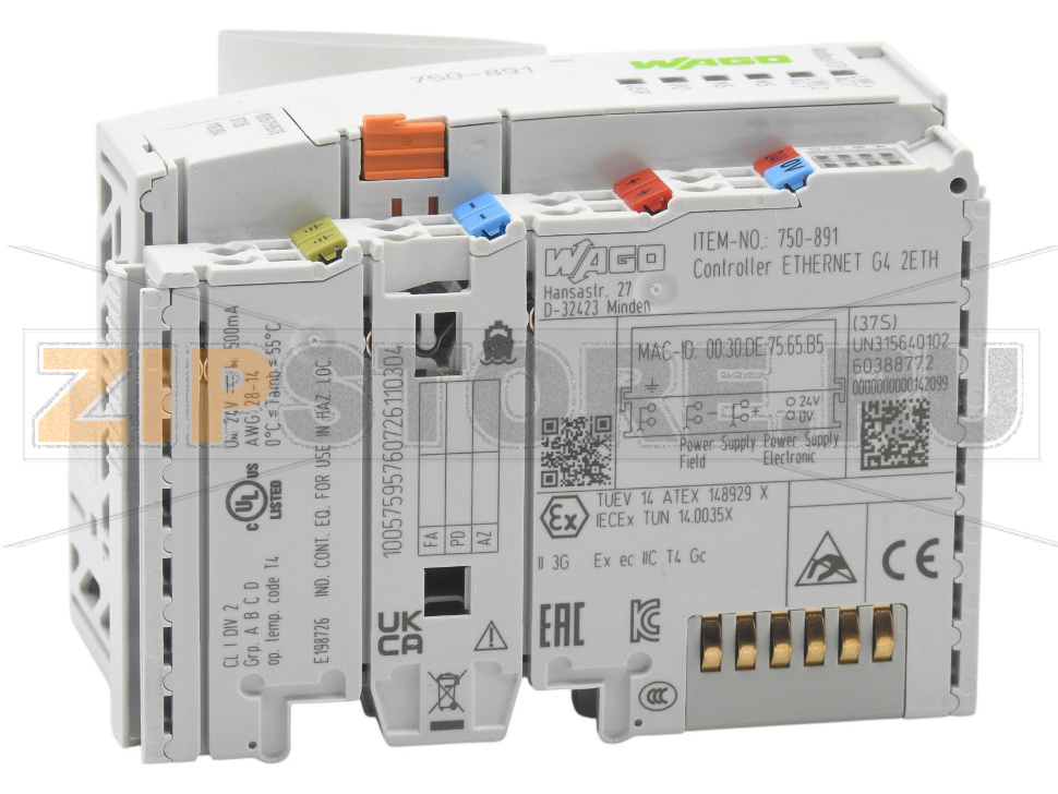 Контроллер Modbus TCP; 4-е поколение; 2 x ETHERNET; светло-серые Wago 750-891 