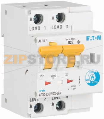 Устройство защиты от дуги, КЗ, токов утечки и перегрузки Eaton AFDD-25/2/B/003-LI/A 