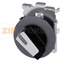 АКТУАТОР ПОВОРОТНОГО ПЕРЕКЛЮЧАТЕЛЯ С ВОЗМОЖНОСТЬЮ ПОДСВЕТКИ, 30MM, КРУГЛ., МЕТАЛЛ МАТОВЫЙ, КОРОТКАЯ ЧЁРНАЯ РУКОЯТКА С БЕЛОЙ ВСТАВКОЙ, ПЛОСКОЕ ФРОНТАЛЬНОЕ КОЛЬЦО, 2 КОММУТАЦИОННЫХ ПОЛОЖЕНИЯ: O-I, С ФИКСАЦИЕЙ, УГОЛ ПОВОРОТА РУКОЯТКИ 90 ГРАД. : 10:30Ч./13:30
