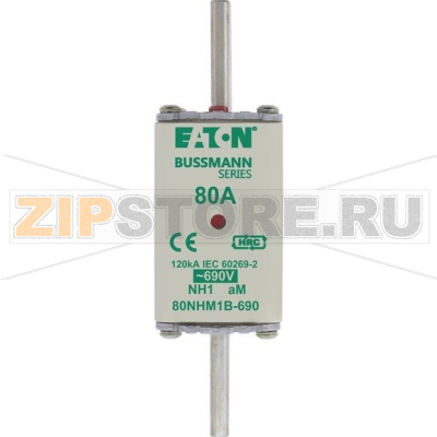 Предохранитель, 80 A, AC 690 В, 120 кА, NH1, aM, IEC Eaton NH FUSE 80AMP 690V aM SIZE 1 