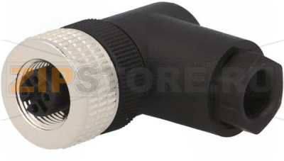 Разъем угловой M12, 4 А, 250 В, 4 контакта Hirschmann ELWIKA 4012 PG7 BLACK 