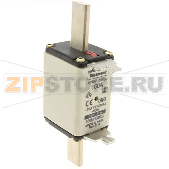 Предохранитель, 160 A, AC 500 В, 120 кА, NH02, gL/gG, IEC Eaton NH FUSE 160A 500V GL/GG SIZE 02 