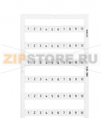 Маркировочная карта Mini-WSB; в картах; МАРКИРОВАНО; 1 ... 10&amp;10X; not stretchable; Горизонтальная маркировка; с креплением на защелке; белые Wago 248-502 
