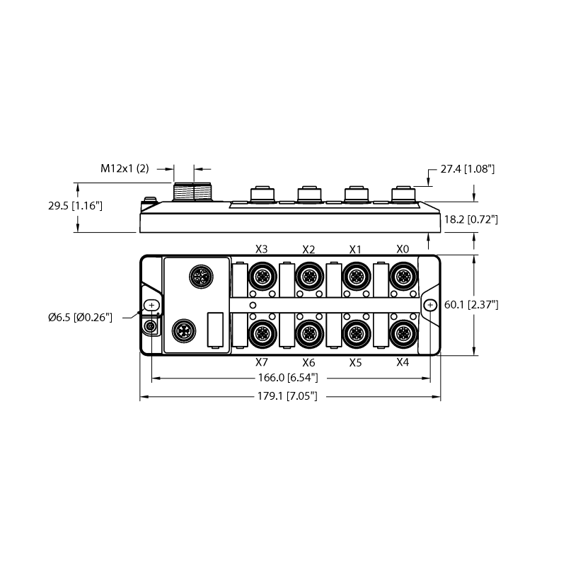 I/O-концентратор для подключения цифровых сигналов к IO-Link мастеру Turck TBIL-LL-16DXP-AUX 