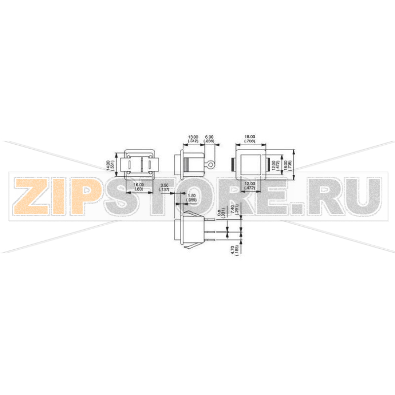 Кнопка 250 В/AC, 3 А, 1 x вкл/выкл, без фиксации, 1 шт APEM 1412NA-2 
