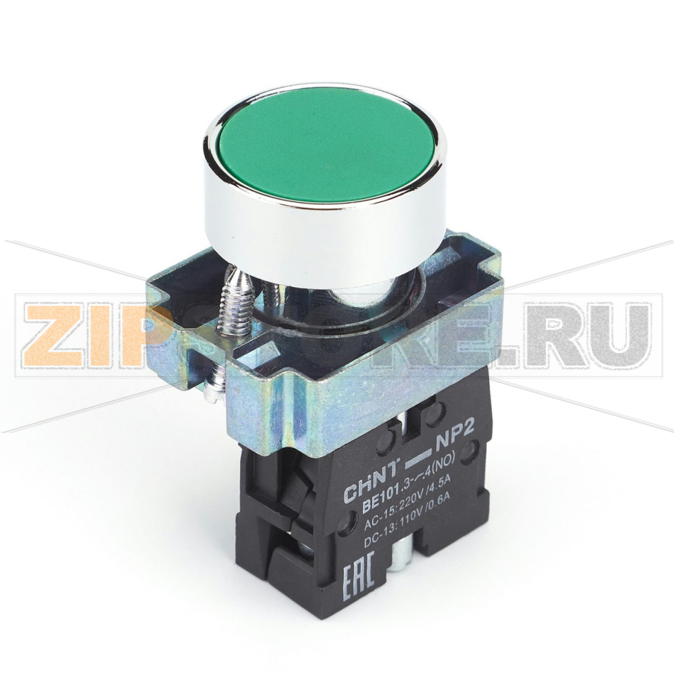 Кнопка управления, 1НО, IP40, без подсветки, зеленая Chint NP2-BA31 