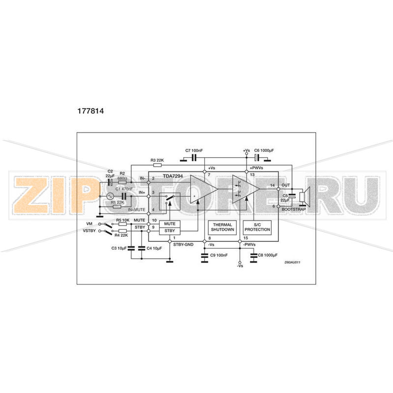 Усилитель аудио, 1 канал, Multiwatt-15 STMicroelectronics TDA7294V 
