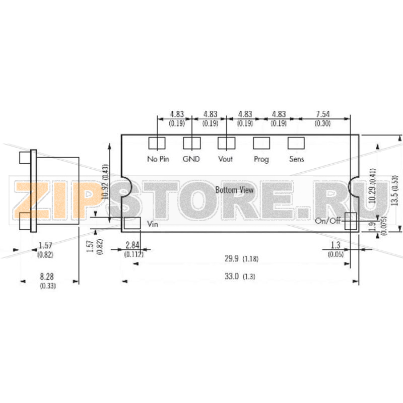Преобразователь DC/DC модульного типа, 5 V/DC, 3.3 V/DC, 10 A Traco Power TOS 10-05SM 