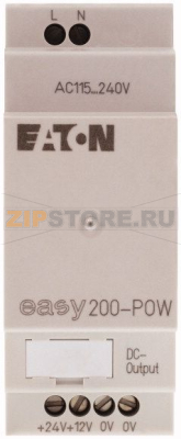 Импульсный источник питания, 100-240VAC/24VDC/12VDC, 0.35A/0.02A, 1- фаза Eaton EASY200-POW 