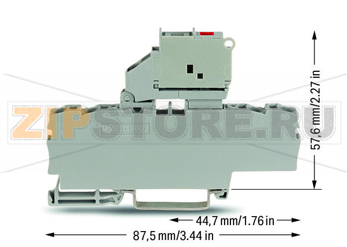 4-conductor fuse terminal block; with pivoting fuse holder; with end plate; for 5 x 20 mm miniature metric fuse; with blown fuse indication by LED; 12 - 30 V; for DIN-rail 35 x 15 and 35 x 7.5; 2.5 mm; Push-in CAGE CLAMP®; 2,50 mm; gray Wago 2002-1811/1 