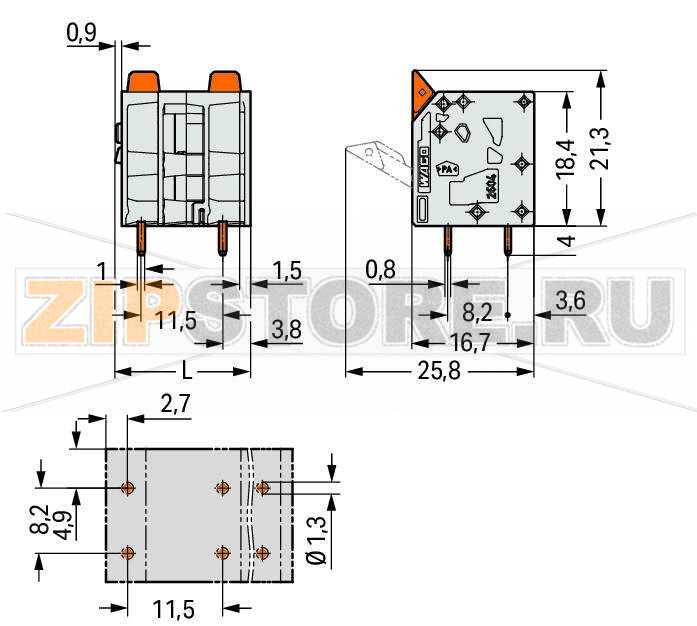 Клемма на печатную плату; рычаг; 4 mm; Шаг контактов 11,5 мм; 9-пол.; Push-in CAGE CLAMP®; 4,00 mm; серые Wago 2604-3509 Клеммные?колодки?с?зажимами?Push-in CAGE CLAMP®,?приводимыми?в?действие?при?помощи?нажимных?кнопокЗажим одножильных проводников и тонкожильных проводников с наконечниками путем вставкиНажимные кнопки, открывающие зажим с минимальными усилиями, для простого подключения / извлечения тонкопроволочных проводниковУдобный монтаж без использования инструментовИсполнения с тестовыми разъемами и разделителями и без нихДоступны исполнения с индивидуальным внутренним объединением (заводская сборка), например, объединение с заземляющим проводом...