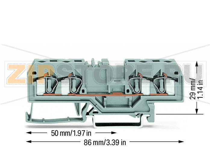 4-проводные проходные клеммы; 4 mm; центральная маркировка; для DIN-рейки 35 x 15 и 35 x 7,5; CAGE CLAMP®; 4,00 mm; серые Wago 281-652 Примечание:Terminating Aluminum ConductorsWAGO spring clamp terminal blocks are suitable for solid aluminum conductors up to 4 mm?/12 AWG if WAGO “Alu-Plus” Contact Paste is used for termination.“Alu-Plus” Contact Paste Advantages:Automatically destroys the oxide film during clamping.Prevents fresh oxidation at the clamping point.Prevents electrolytic corrosion between aluminum and copper conductors (in the same terminal block).Provides long-term protection against corrosion....