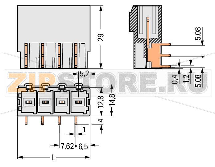 Вилка THT; 1.0 x 1.2 mm solder pin; угловые; 100% защита от неправильного подсоединения; Шаг контактов 7,62 мм; 2-пол.; светло-серые Wago 831-3622 Три вывода под пайку для каждого полюса обеспечивают высокий уровень электрической и механической стабильности100% защита от неправильного подсоединенияВозможны варианты кодировки...