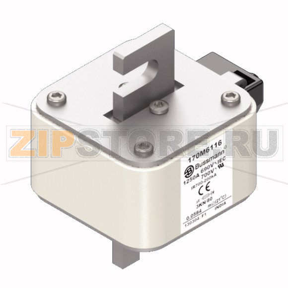 Предохранитель, 1250 A, AC 690 В, 200 кА, 3, 76x92x109 мм, aR, DIN, IEC Eaton FUSE 1250A 690V 3 