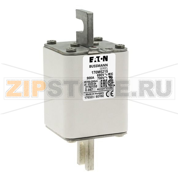 Предохранитель, 900 A, AC 690 В, 200 кА, DIN, 2, 61x75x138 мм, aR, DIN, IEC Eaton FUSE 900A 690 