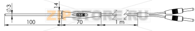 Датчик температуры, от -70 до +250°C, тип датчика: Pt1000 Greisinger GF1T-T3-B-BS 