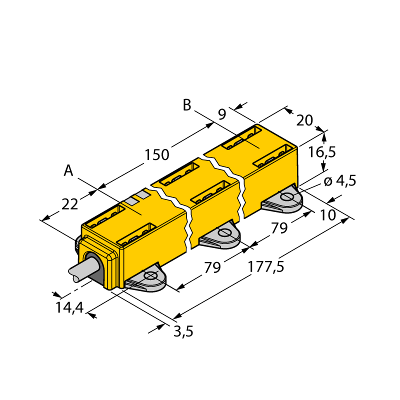 Индуктивный датчик линейного перемещения Turck LI150P1-Q17LM1-LIU5X2 