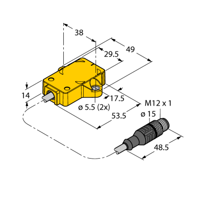 Датчик индуктивный (угловой) Turck RI360P1-QR14-ELU4X2-0.3-RS5/S97 