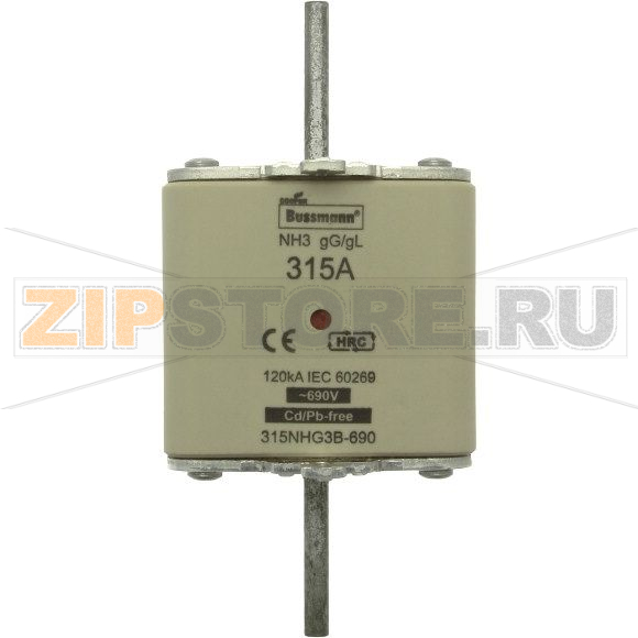 Предохранитель, 315 A, AC 690 В, 120 кА, NH3, gL/gG, IEC Eaton NH FUSE 315A 690V gG SIZE 3 